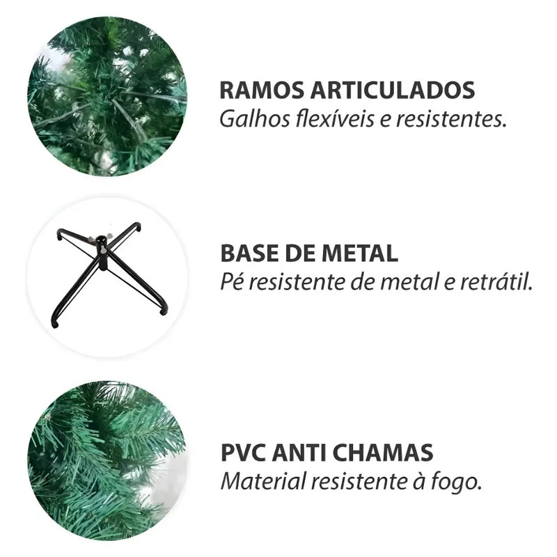Árvore de Natal Tradicional com Base Reforçada para Decoração de Natal e Festas.
